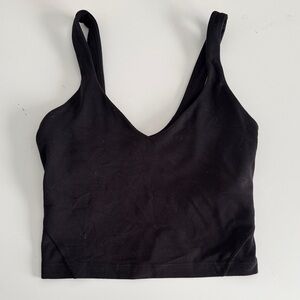 Lululemon Black V-Neck Crop align Top with built in shelf bra. Size 0